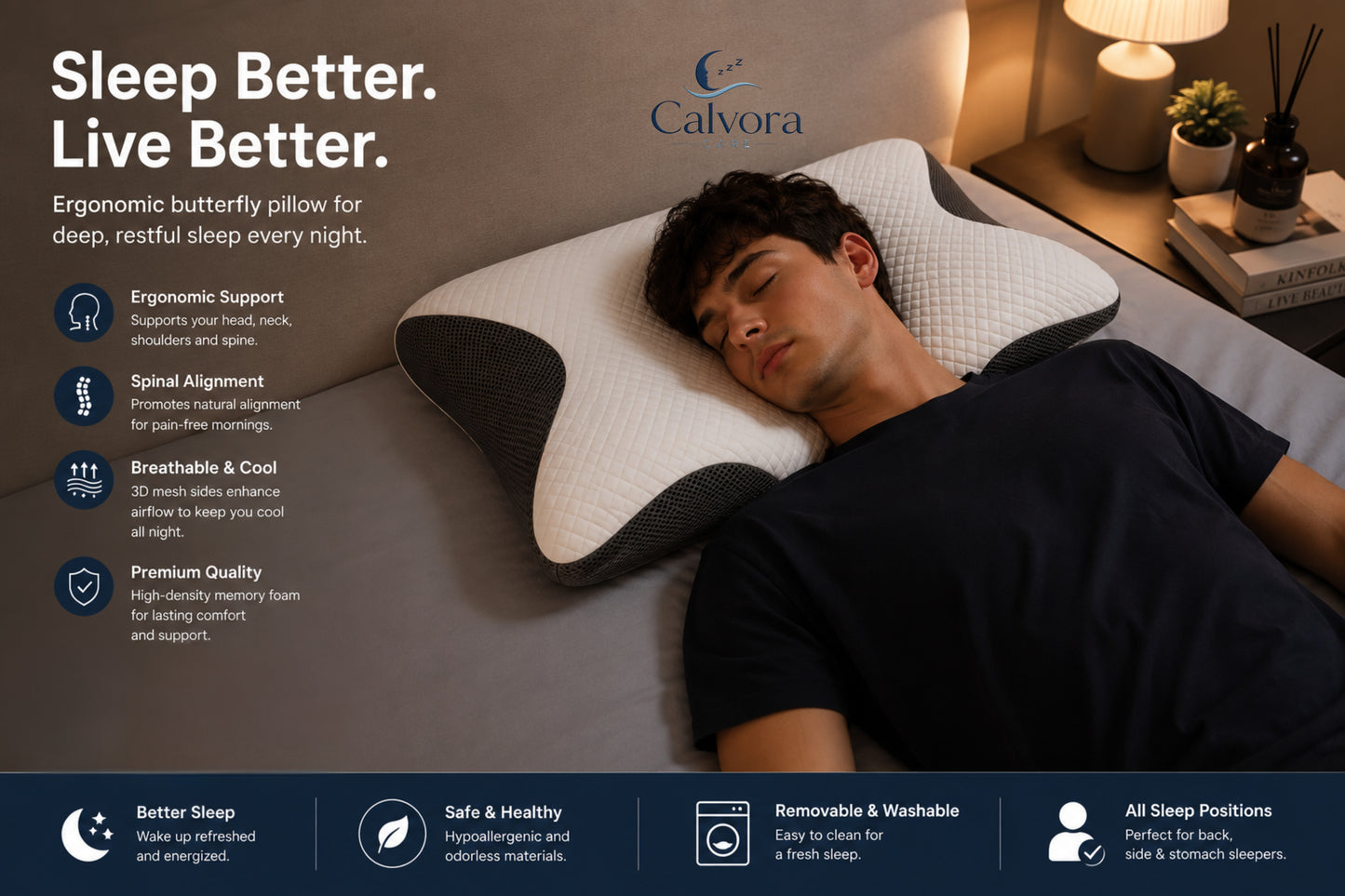 Calvora Care™ Ergonomic Butterfly Pillow
